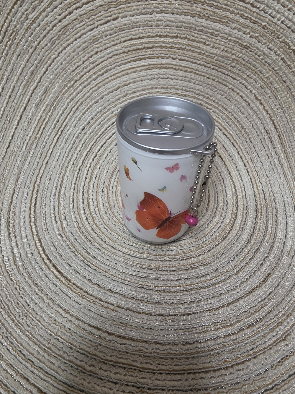 New Cute Vintage Butterfly Mini Soda Can Hand Wipes Keychain - Aesthetic Floral